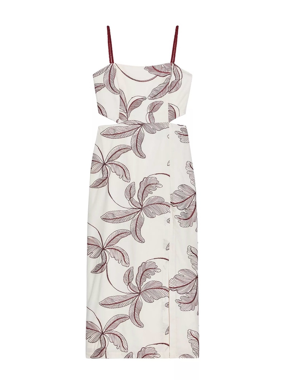 Zara Cut Out Embroidered Midi Dress - Picture 1 of 9